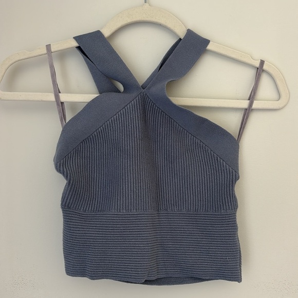 Abercrombie & Fitch Tops - Abercrombie Blue Ribbed Sweater Haltet Crop Top Size Small